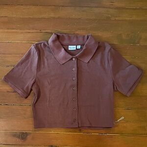 Sun-Deh (Aritzia) Cropped Button Up Tee